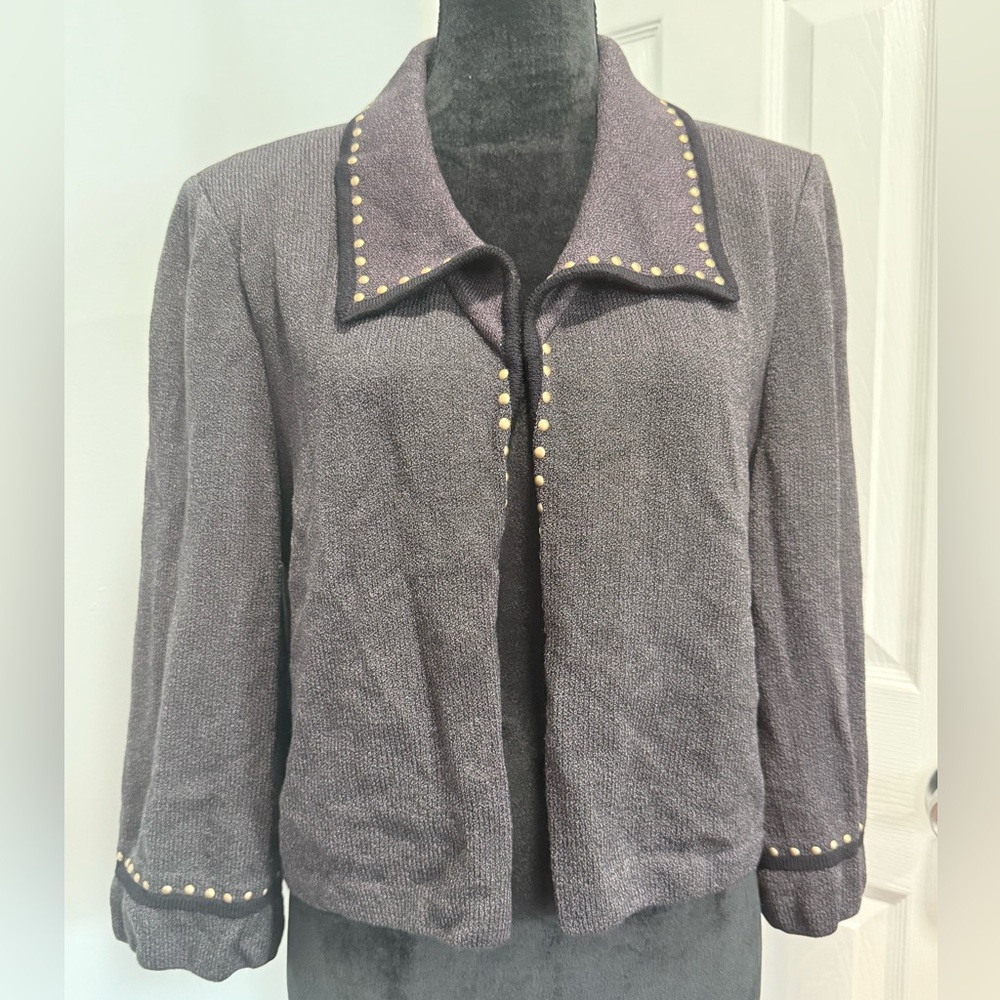 St. John Charcoal Blazer with Gold Accents